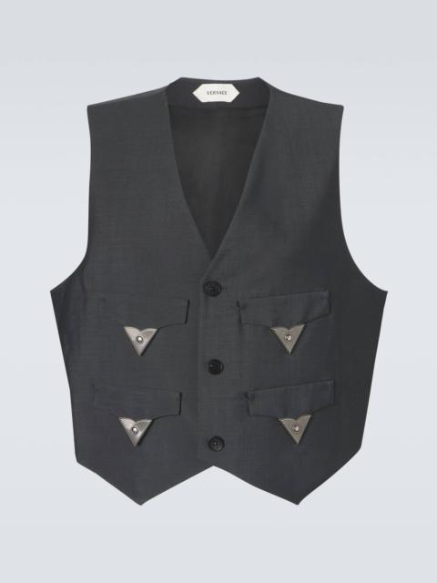 VERSACE Embellished wool and mohair vest
