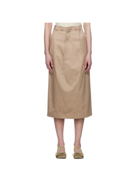 MM6 Maison Margiela Beige Light Cotton Twill Darting Midi Skirt