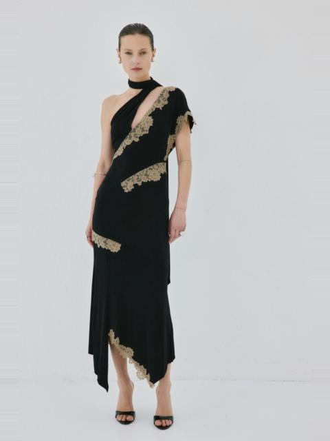 De La Vali FENELLA MIDI DRESS IN BLACK SPANDEX