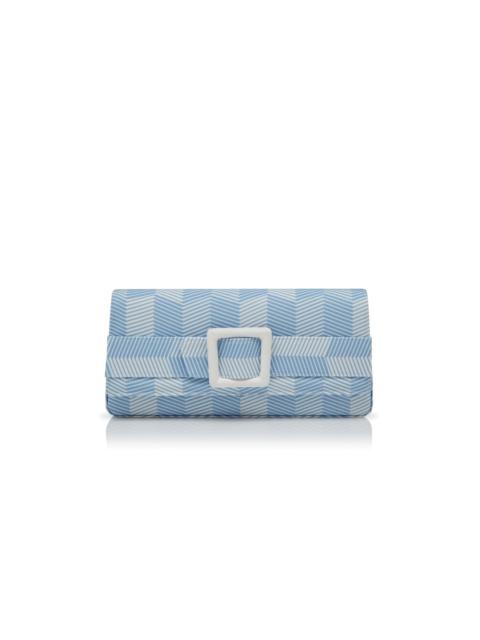 Blue and White Grosgrain Buckle Clutch