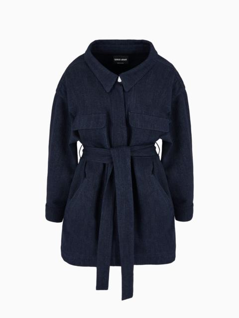 GIORGIO ARMANI Denim Collection pea coat in cotton and wool denim