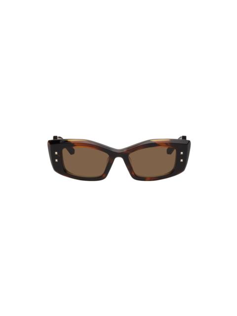 Valentino Tortoiseshell IV Rectangular Frame Sunglasses