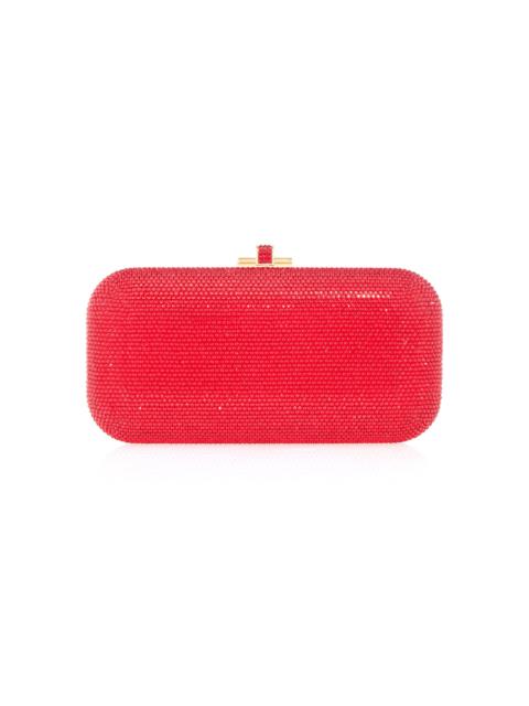 JUDITH LEIBER Long Slide Crystal Clutch red