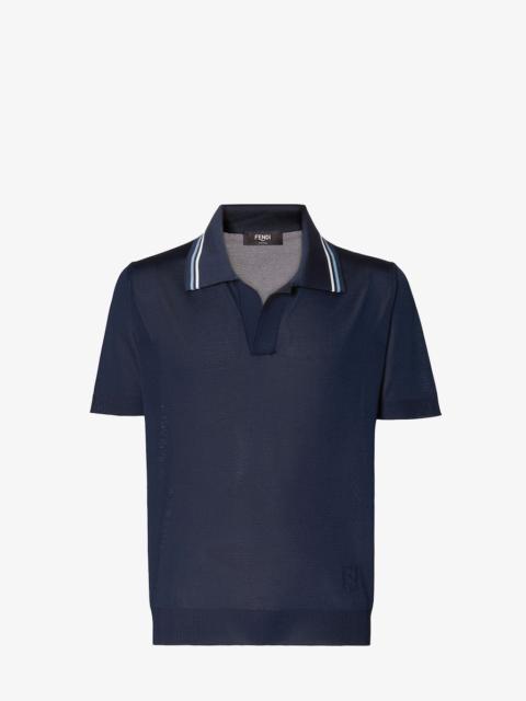 FENDI Polo shirt Dark blue viscose sweater