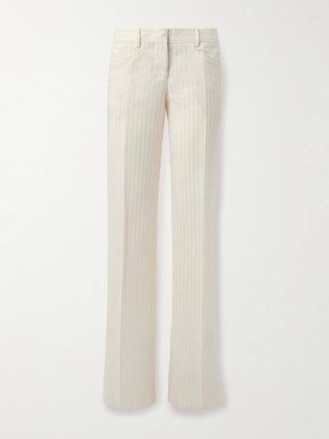 TOM FORD Striped Wool-blend Straight-leg Trousers