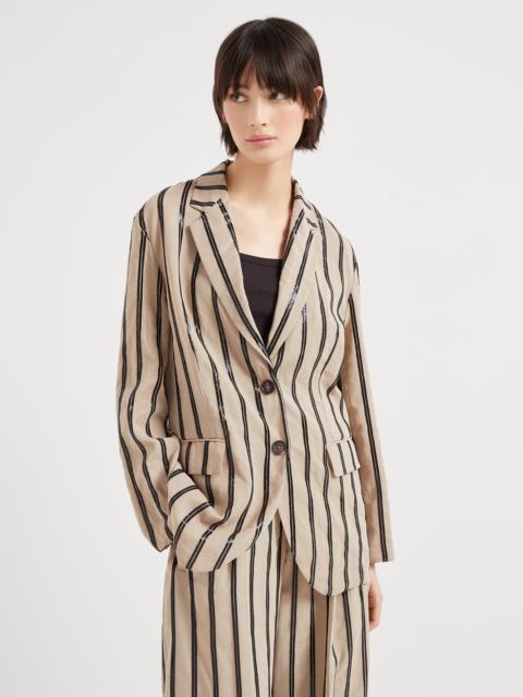 Brunello Cucinelli Cotton organza blazer with dazzling stripe embroidery