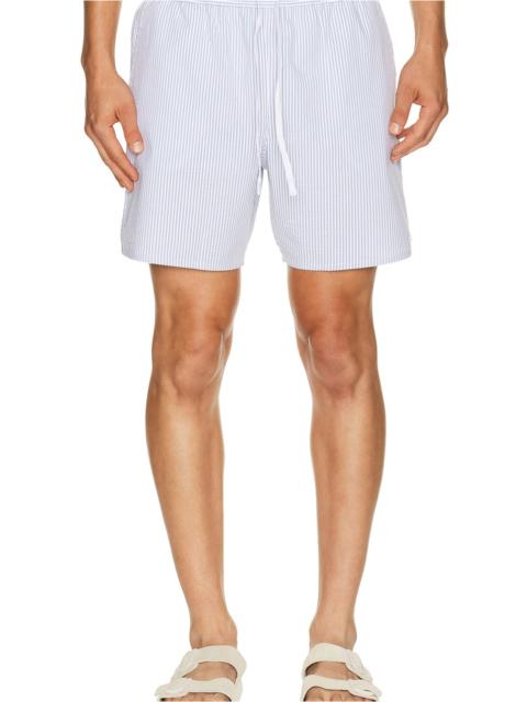 LACOSTE Mid Length Striped Textured Swim Trunks