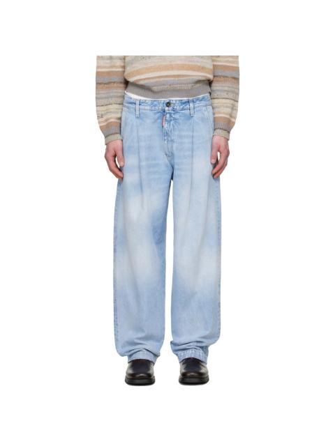 DSQUARED2 Blue Light Clean Wash One Pleat Jeans