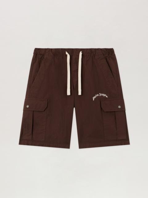 Palm Angels Curved Logo Loose Cargo Shorts
