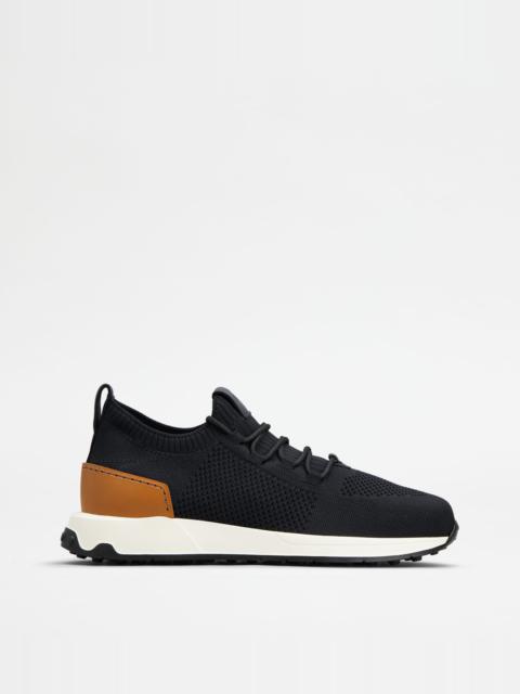 Tod's SOCK SNEAKERS IN TECHNICAL FABRIC AND LEATHER - BROWN, BLACK