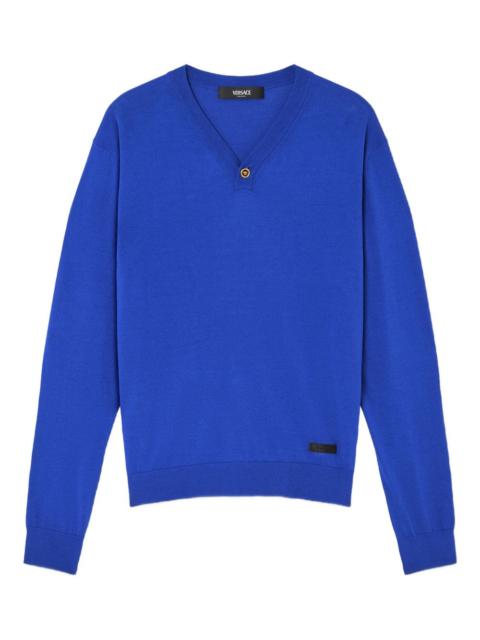 VERSACE button v-neck sweater