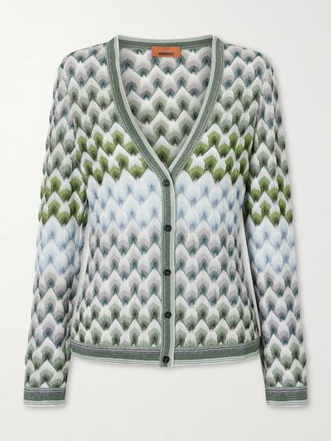 Missoni Striped Metallic Crochet-knit Cardigan