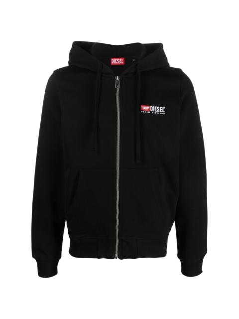 Diesel embroidered-logo zip-up hoodie