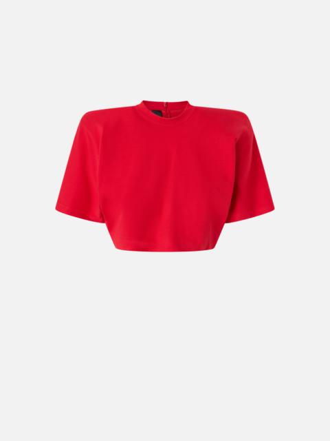 PINKO SHORT-SLEEVED CROP TOP WITH PADDED SHOULDERS