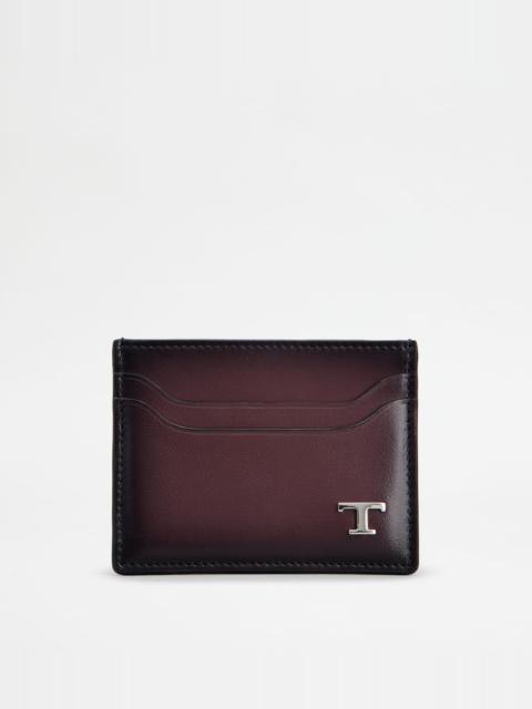 Tod's CREDIT CARD HOLDER IN LEATHER - BURGUNDY