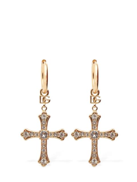 DG DNA crystal cross earrings