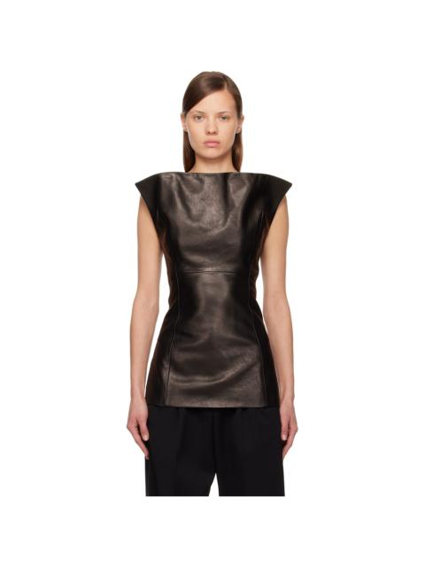 KHAITE Black Corinne Leather Top