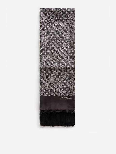 Dolce & Gabbana Silk jacquard scarf with fringing