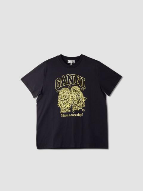GANNI T-shirt basic con stampa Owls