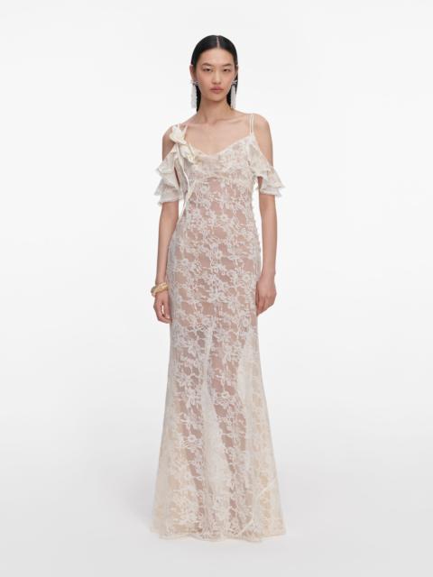 Cream Lace Flower Maxi Dress