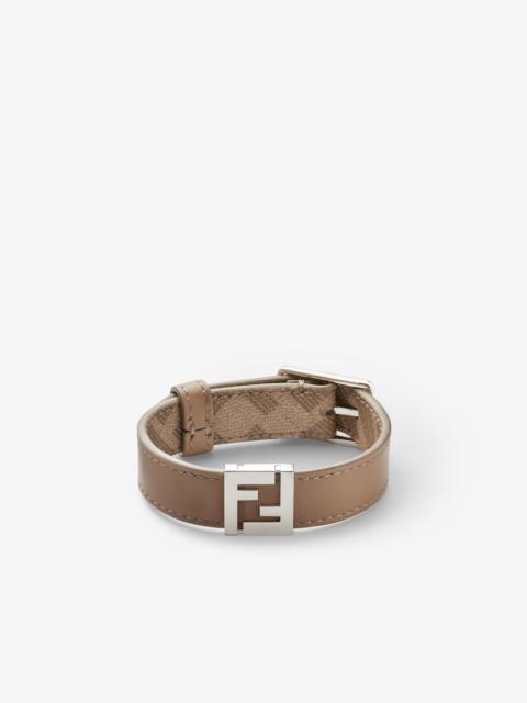 FENDI FF Bracelet Beige FF Canvas and beige leather bracelet