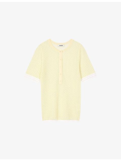 Sandro Short-Sleeve Pointelle-Knit Jumper
