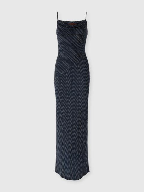 Missoni Long viscose lamé dress with hood