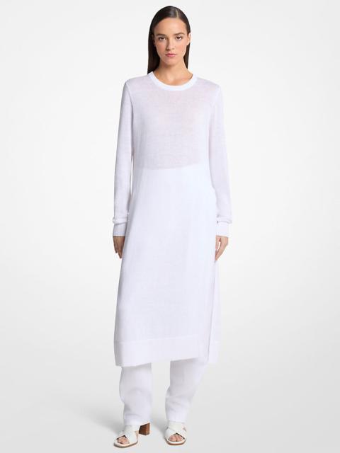 MICHAEL KORS COLLECTION Side Slit Linen and Cotton Tunic