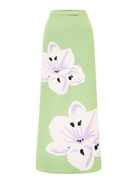 LEO LIN Clementine Floral-Print Maxi Skirt green