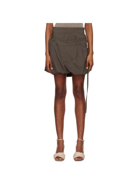 Brown Draped Suit Miniskirt