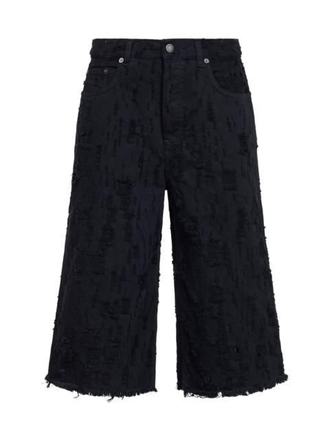 HAIKURE Black destroyed denim Beck Bermuda shorts