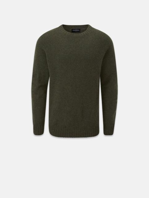 GLOVERALL Men's Henley Lambswool Jumper Olive Green