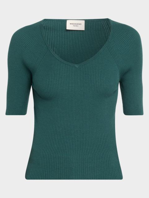 WEEKEND Max Mara V-Neck Rib Knit Top