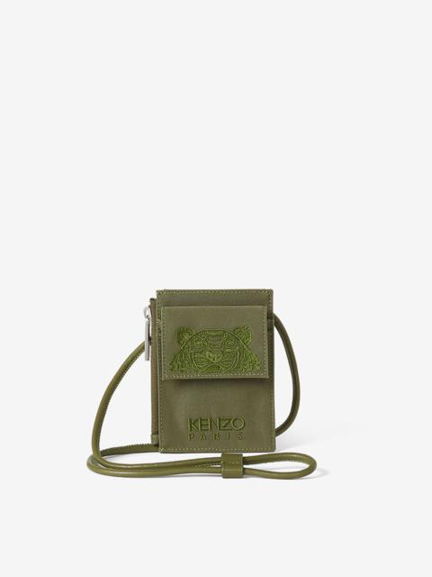 KENZO Canvas Kampus Tiger card holder with long strap