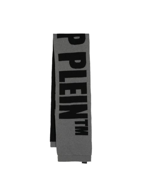 PHILIPP PLEIN intarsia-logo wool scarf