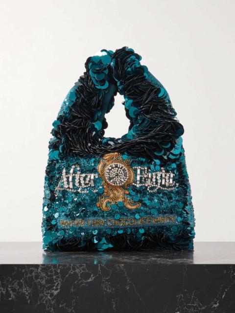 After Eight embellished embroidered recycled-satin tote
