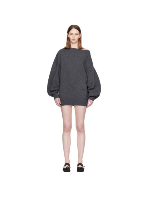 MM6 Maison Margiela Gray Off-shoulder Knit Minidress