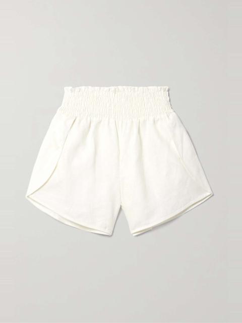 Johanna Ortiz + NET SUSTAIN Shanga shirred organic linen shorts