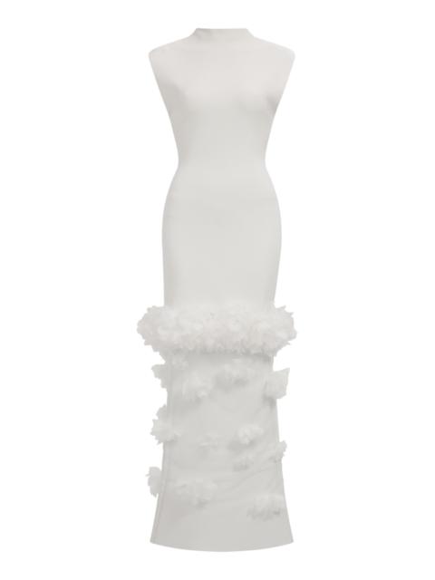 Aje. Fleura Knitted Midi Dress ivory