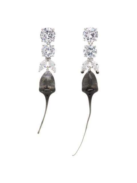 Silver & Black Diamond Tear Dip Earrings