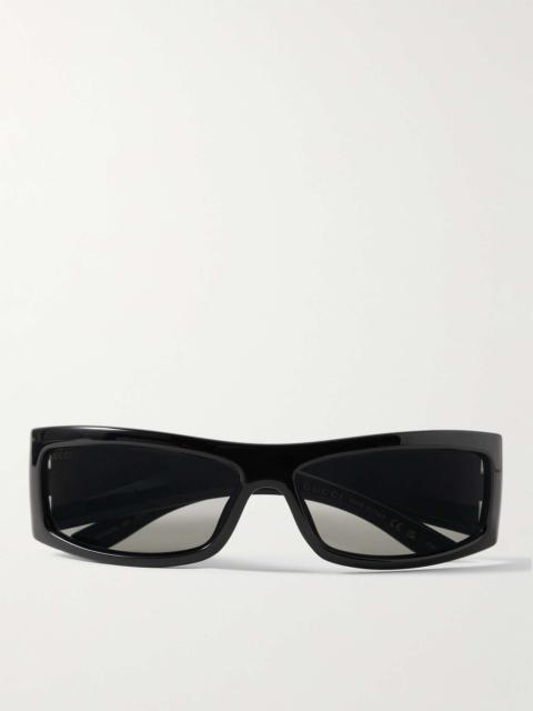 Injection Rectangular-Frame Acetate and Silver-Tone Sunglasses