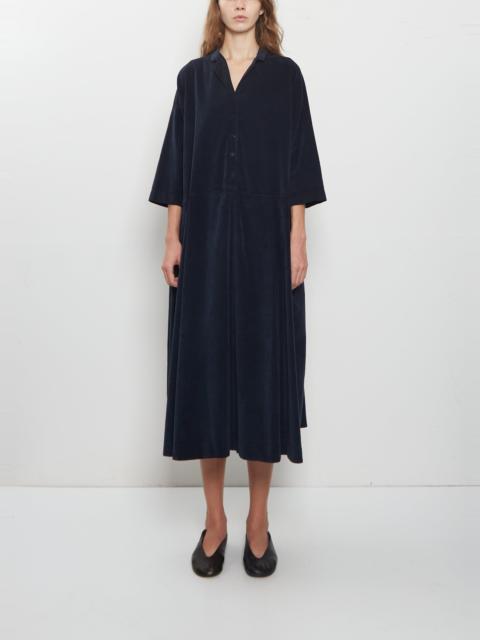 ALBUM DI FAMIGLIA Velvet Tailored Collar Dress — Navy