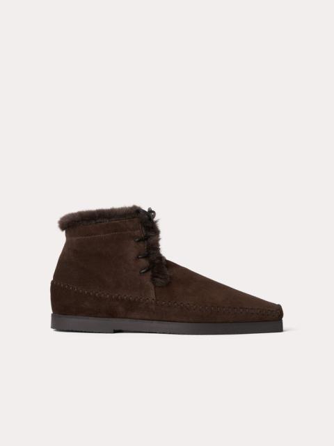 Totême The High top Shearling Moccasin saddle brown