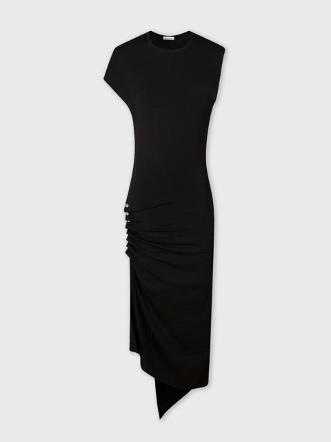 rabanne BLACK DRAPED PRESSION DRESS IN JERSEY