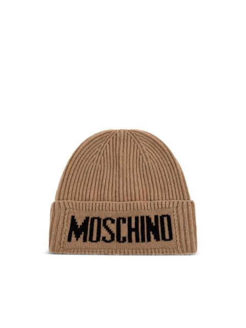 Moschino logo-embroidered ribbed beanie