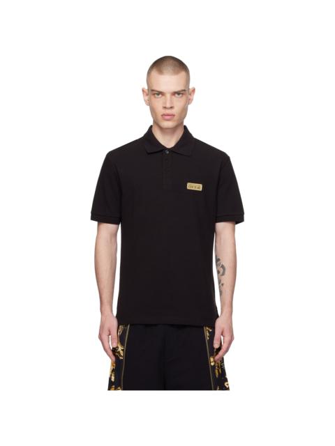 VERSACE JEANS COUTURE Black Logo Slim-Fit Polo