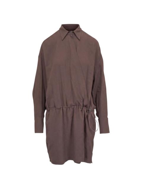 Brunello Cucinelli drawstring-waist wool mini shirt dress