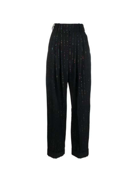 high-waist paillette-embellished trousers