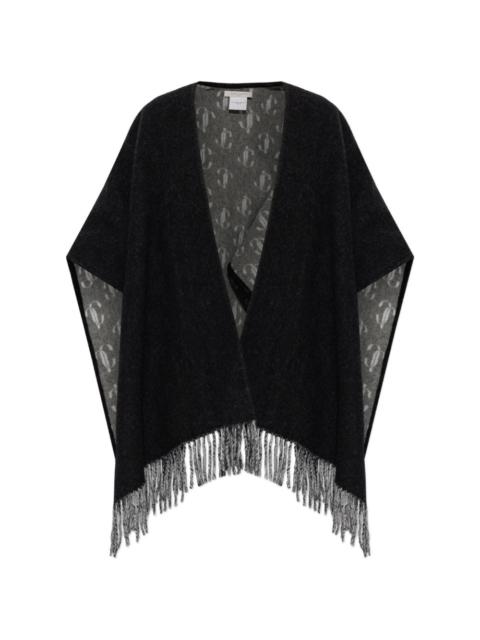 JIMMY CHOO monogram-pattern fringed poncho