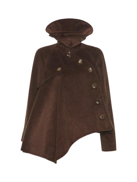 A.W.A.K.E. MODE Short Flared Corduroy Trench Jacket brown